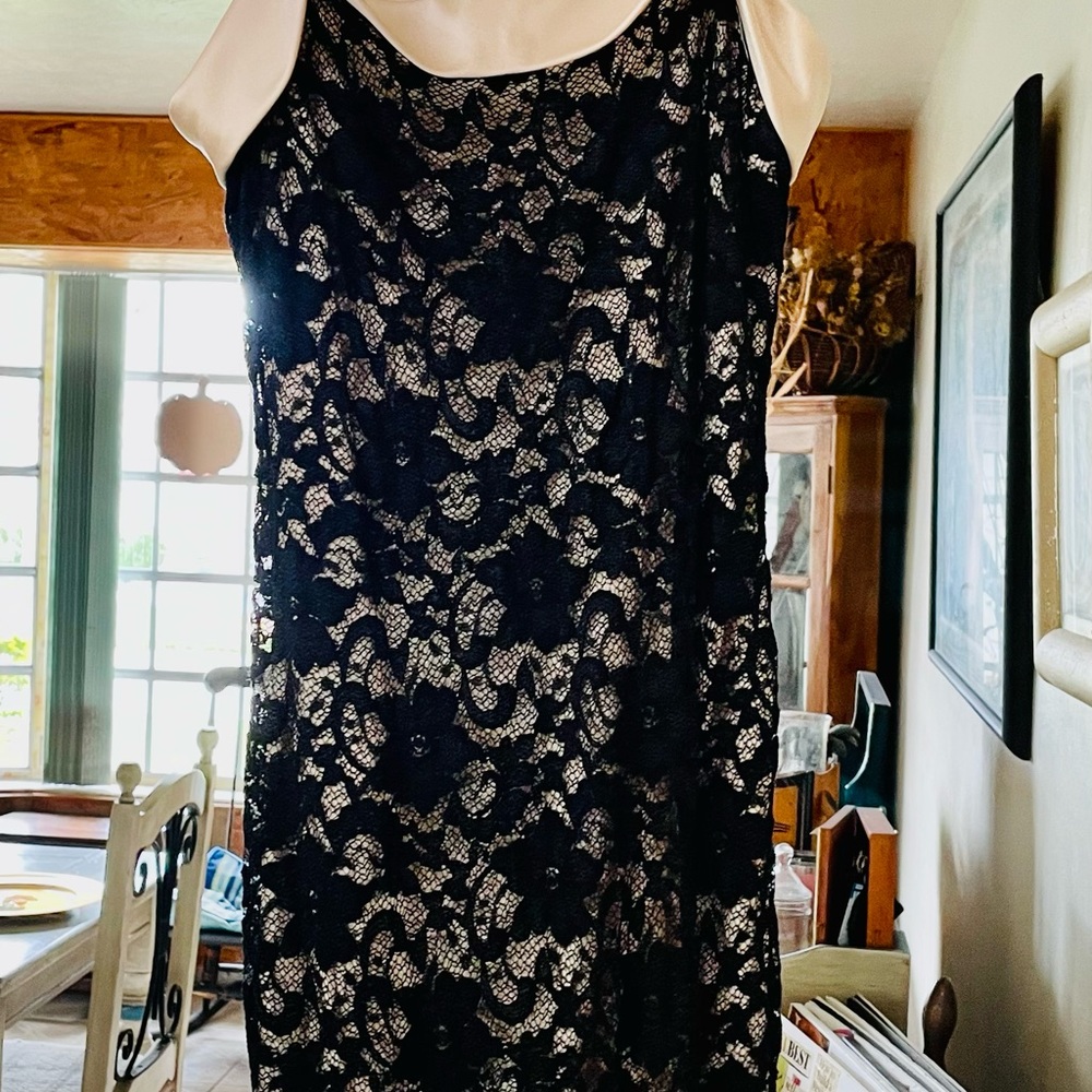Perfect for the holidays. Black lace over beige!
